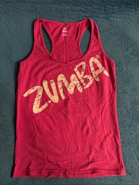 Magenta Pink Zumba Fitness Racerback Tank with White Logo